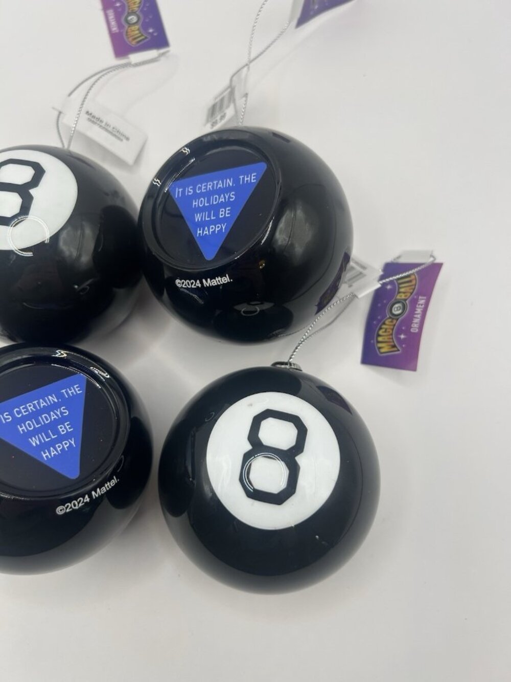 Mattel Magic 8 Ball Ornament 3-Inch Novelty Christmas Holiday Plastic Lot Of 4 - Picture 5 of 8